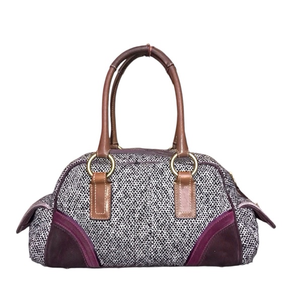 Vintage COACH Tweed and Leather Satchel Bag - Picture 2 of 13